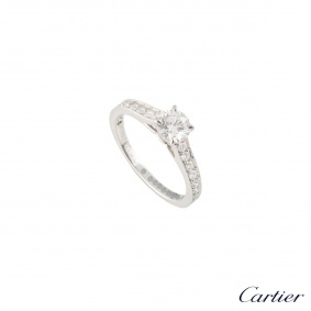 Cartier Platinum Diamond 1895 Solitaire Ring Size 48 N4164648